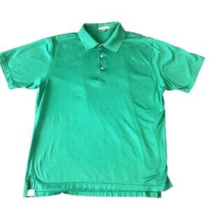 Peter Millar Men's Polo Shirt Sz L Green Short Sleeve 100% Cotton 143Q